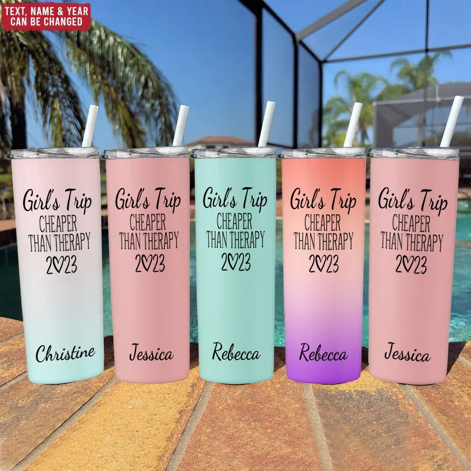 Girl's Trip  - Personalized Skinny Tumbler, Summer Gift For Girls