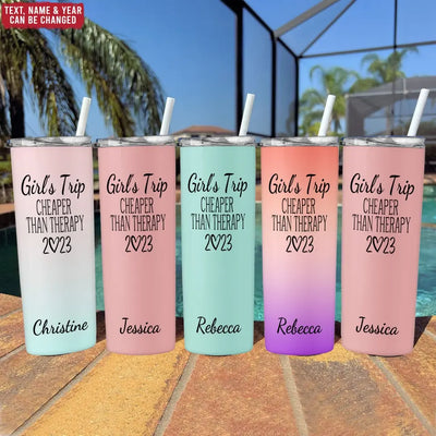 Girl's Trip  - Personalized Skinny Tumbler, Summer Gift For Girls
