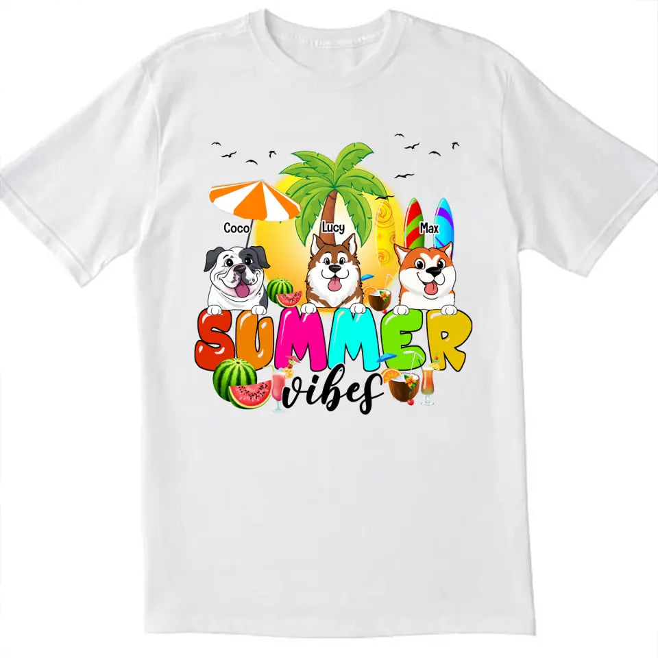 Summer Vibes - Personalized T-Shirt, Gift For Dog Lovers, Summer Gift