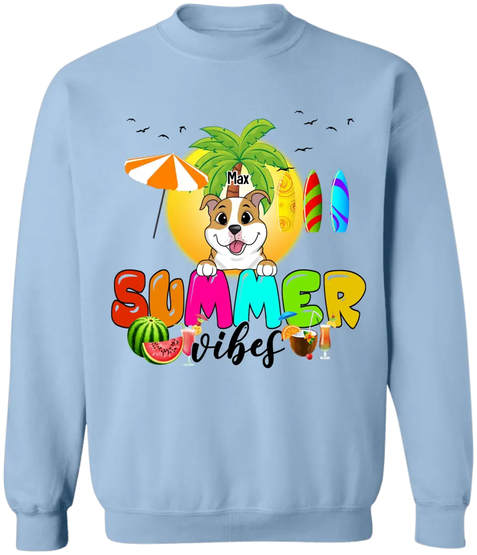 Summer Vibes - Personalized T-Shirt, Gift For Dog Lovers, Summer Gift
