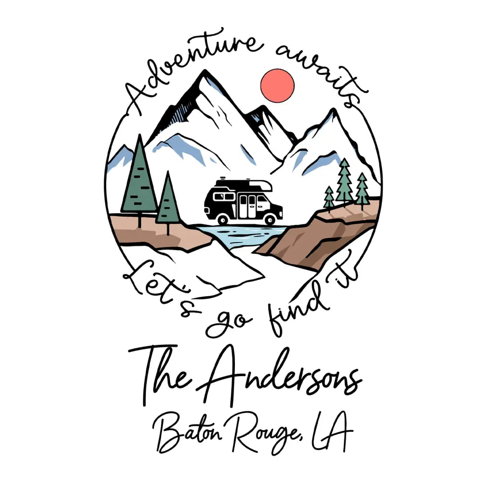 Adventure Awaits - Personalized Decal, Gift For Camping Lovers - PCD50
