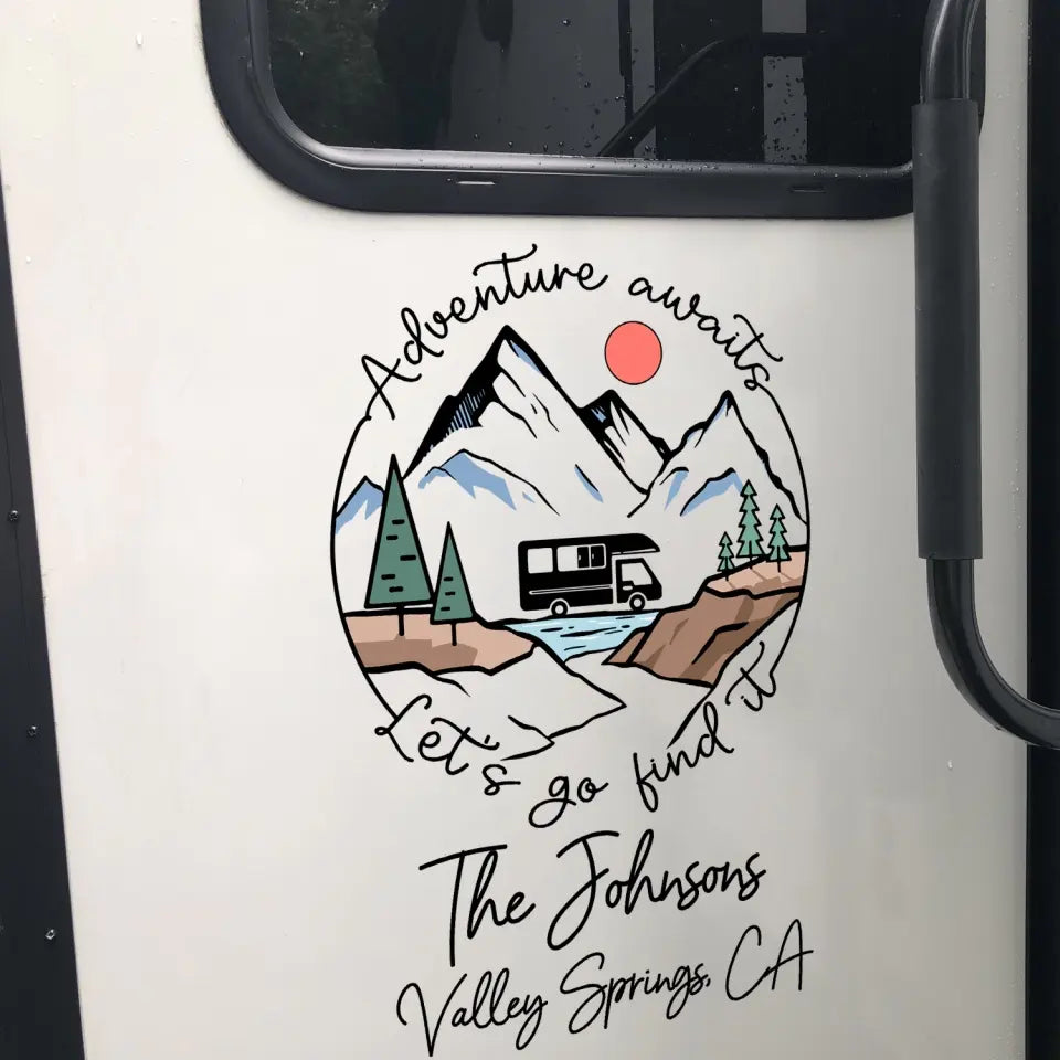 Adventure Awaits - Personalized Decal, Gift For Camping Lovers - PCD50