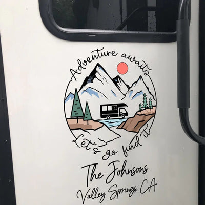 Adventure Awaits - Personalized Decal, Gift For Camping Lovers - PCD50