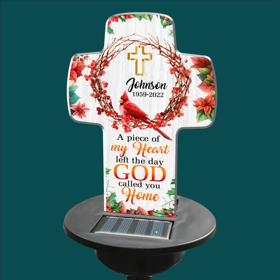 A Piece Of My Heart Left The Day God Called You Home - Personalized Solar Light, Memorial Gift