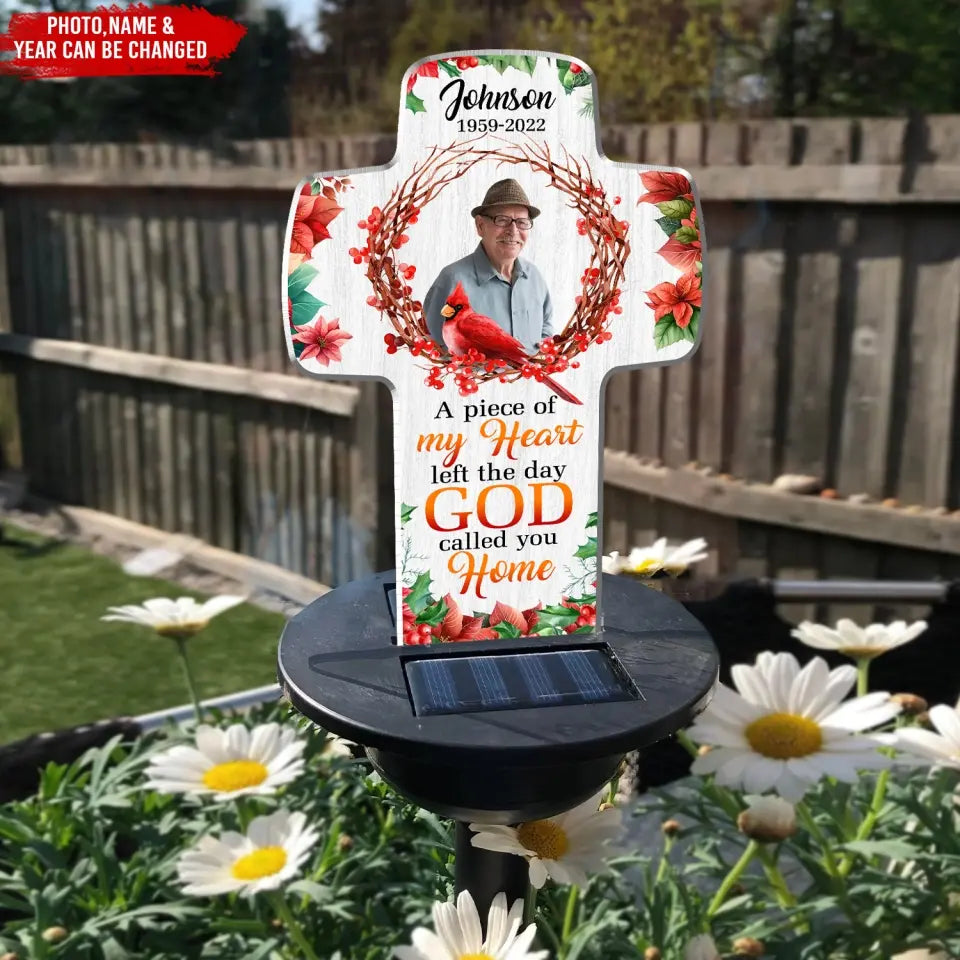 A Piece Of My Heart Left The Day God Called You Home - Personalized Solar Light, Memorial Gift