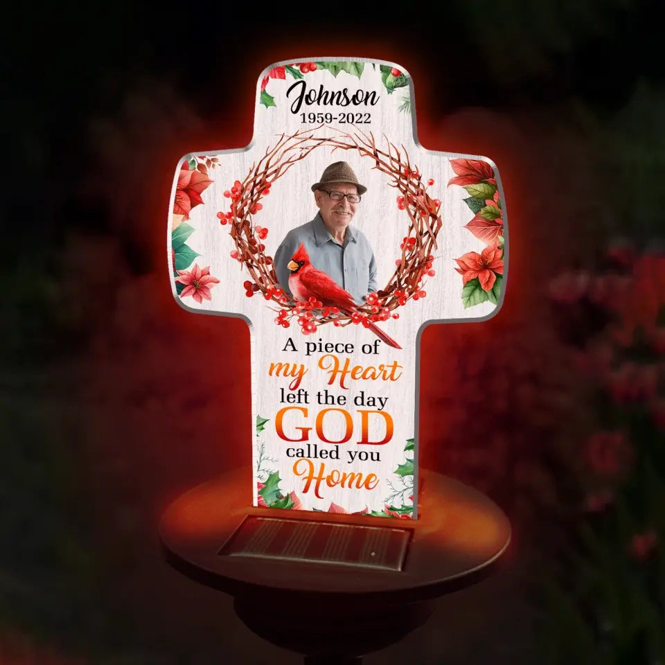A Piece Of My Heart Left The Day God Called You Home - Personalized Solar Light, Memorial Gift