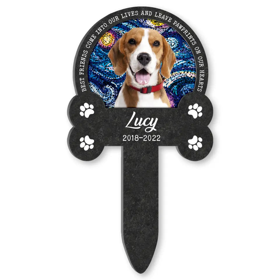 Leave Pawprints On Our Hearts - Personalized Garden Stake, Custom Dog Photo