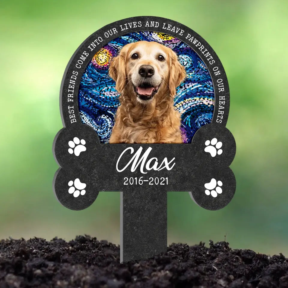 Leave Pawprints On Our Hearts - Personalized Garden Stake, Custom Dog Photo
