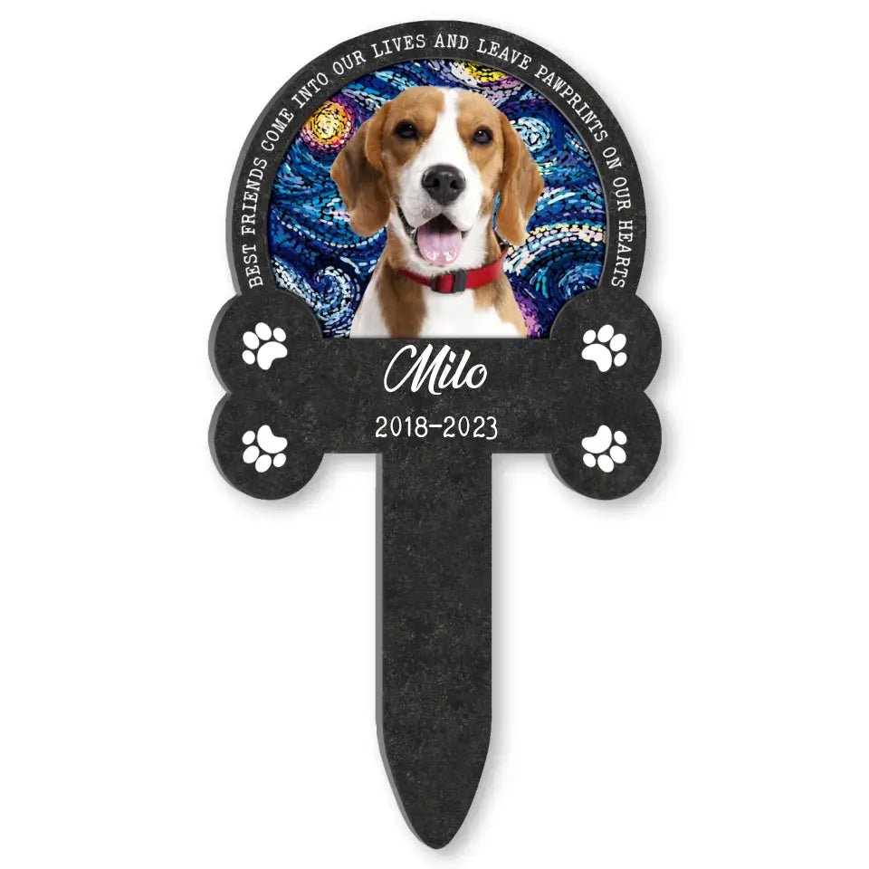 Leave Pawprints On Our Hearts - Personalized Garden Stake, Custom Dog Photo