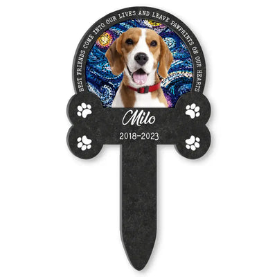 Leave Pawprints On Our Hearts - Personalized Garden Stake, Custom Dog Photo