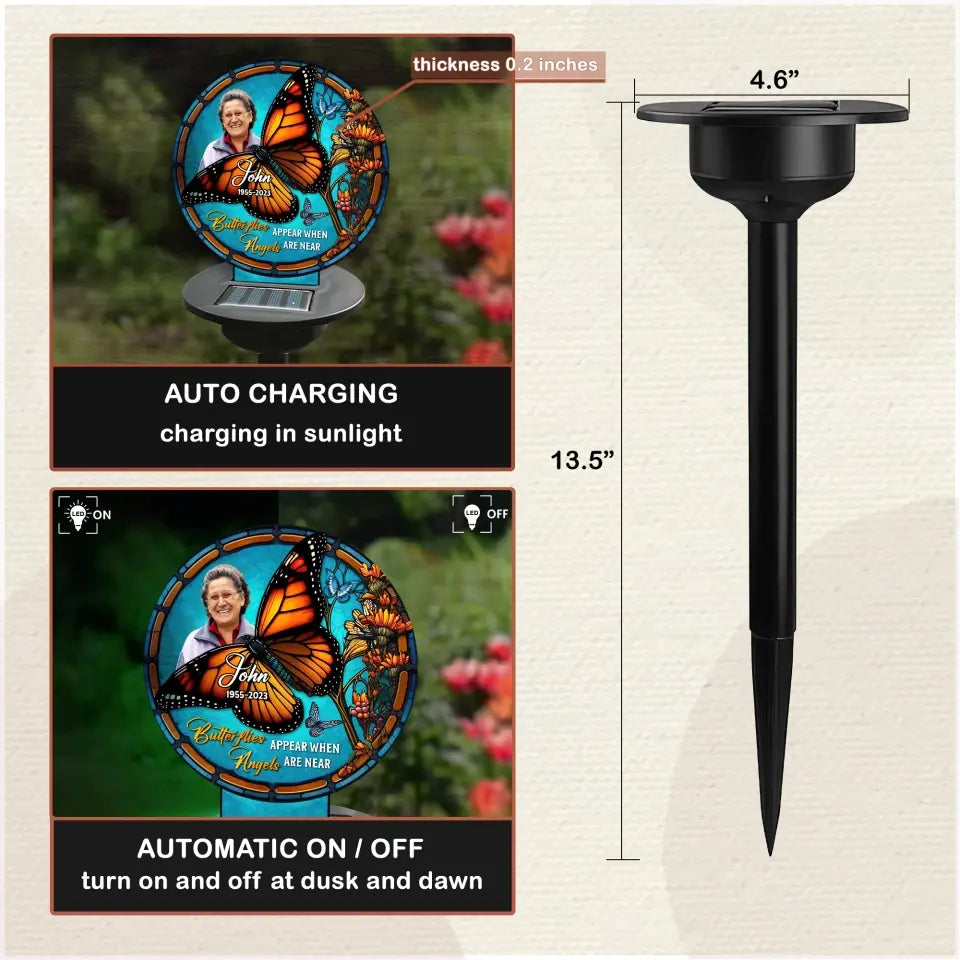 Butterflies Appear When Angels Are Near - Personalized Solar Light