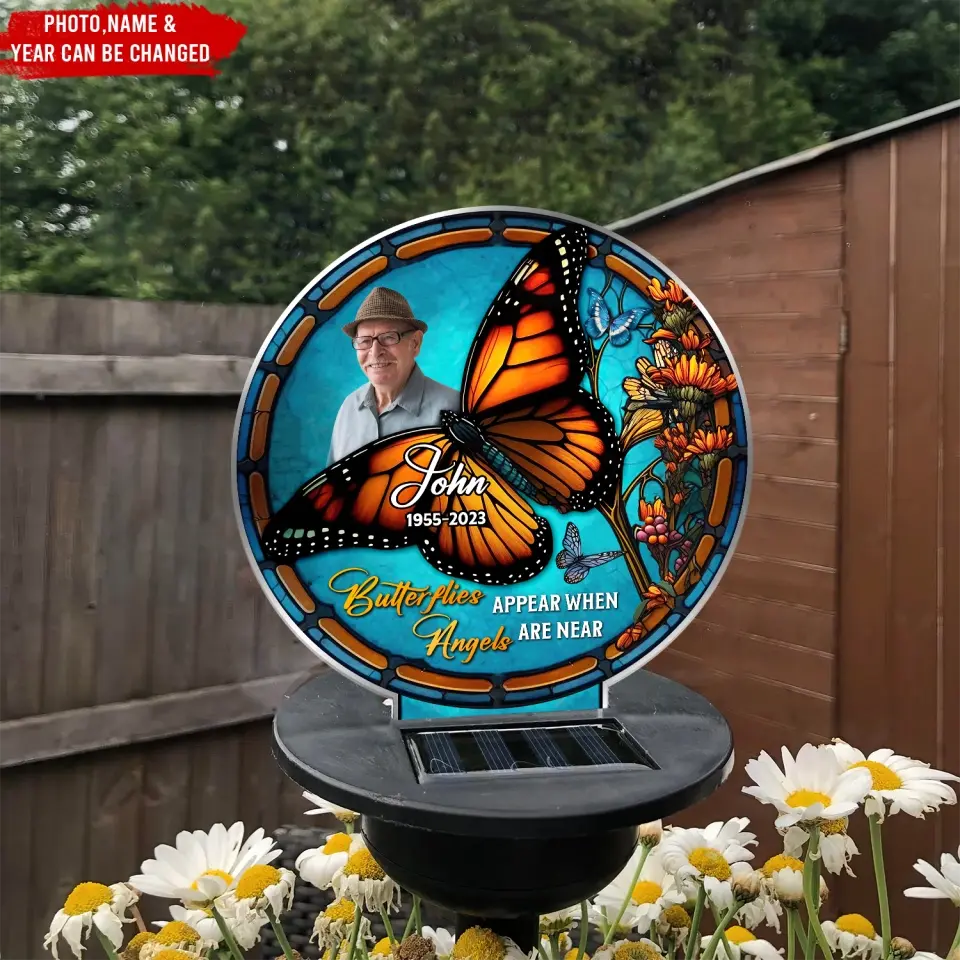 Butterflies Appear When Angels Are Near - Personalized Solar Light