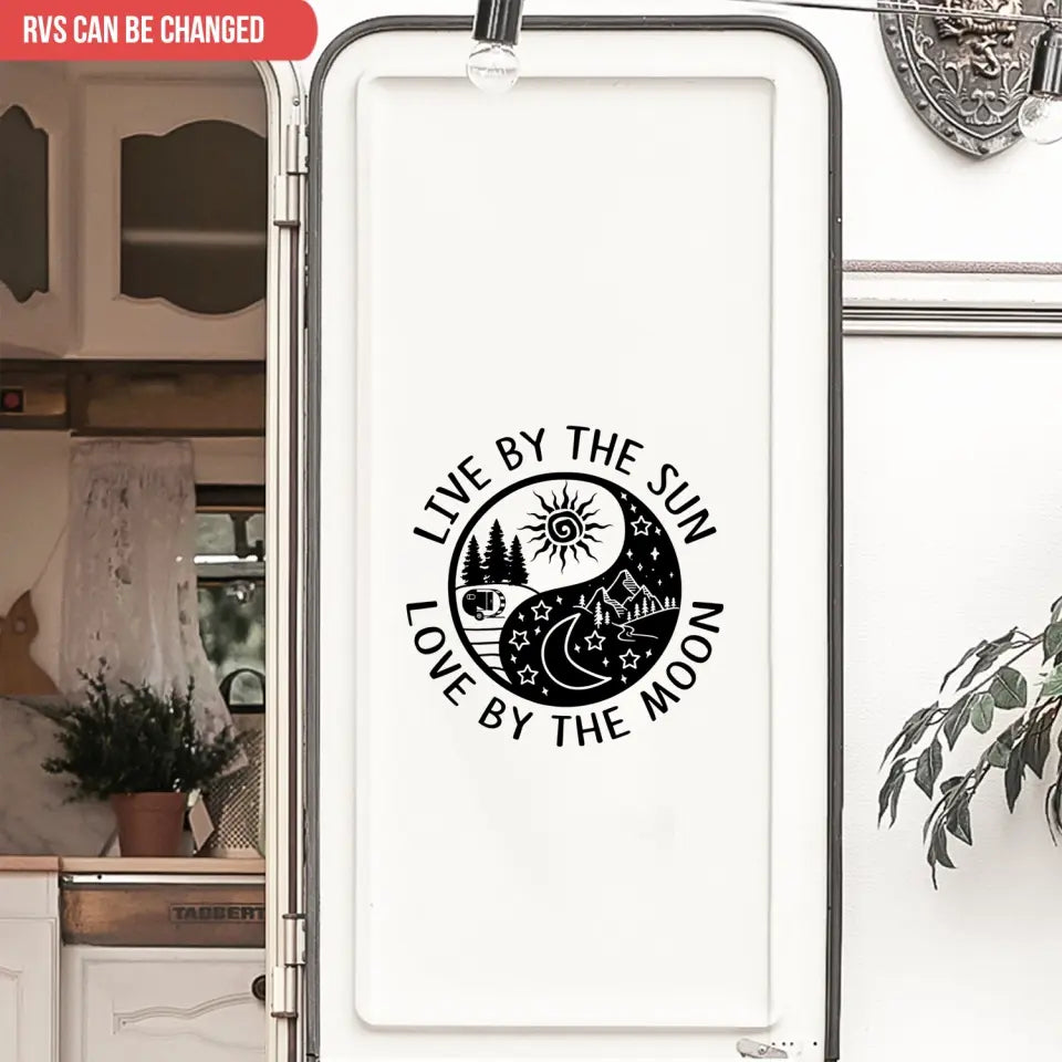 Live By The Sun Love By The Moon - Personalized Decal, Camping Gift For Camping Lovers