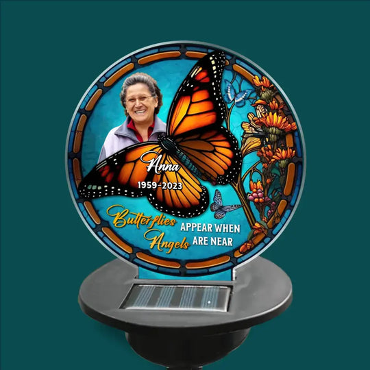 Butterflies Appear When Angels Are Near - Personalized Solar Light