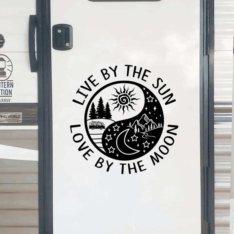 Live By The Sun Love By The Moon - Personalized Decal, Camping Gift For Camping Lovers