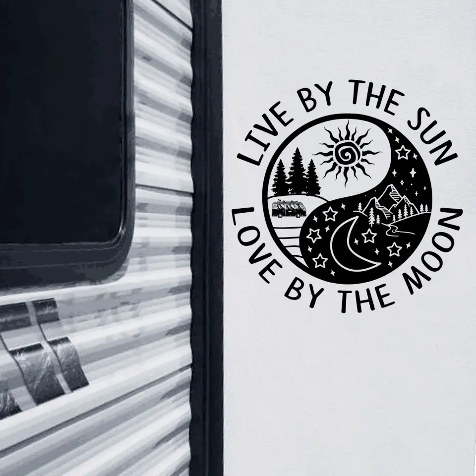 Live By The Sun Love By The Moon - Personalized Decal, Camping Gift For Camping Lovers