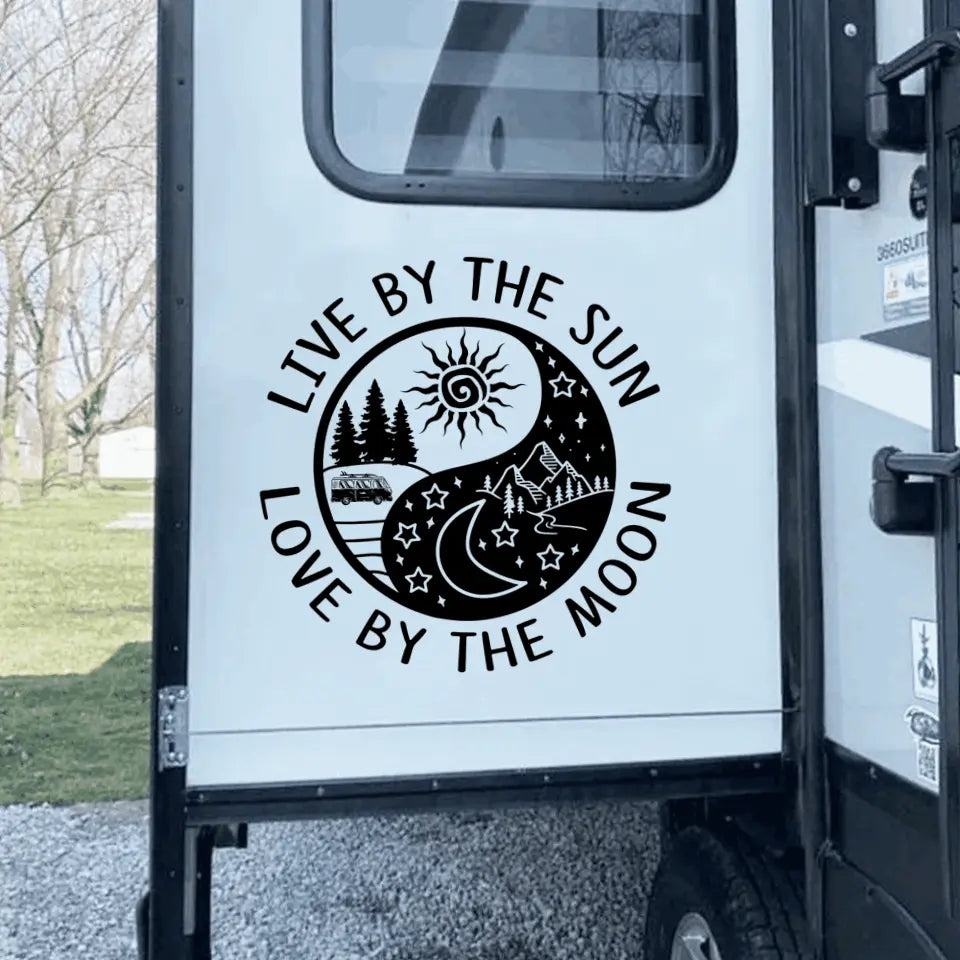 Live By The Sun Love By The Moon - Personalized Decal, Camping Gift For Camping Lovers