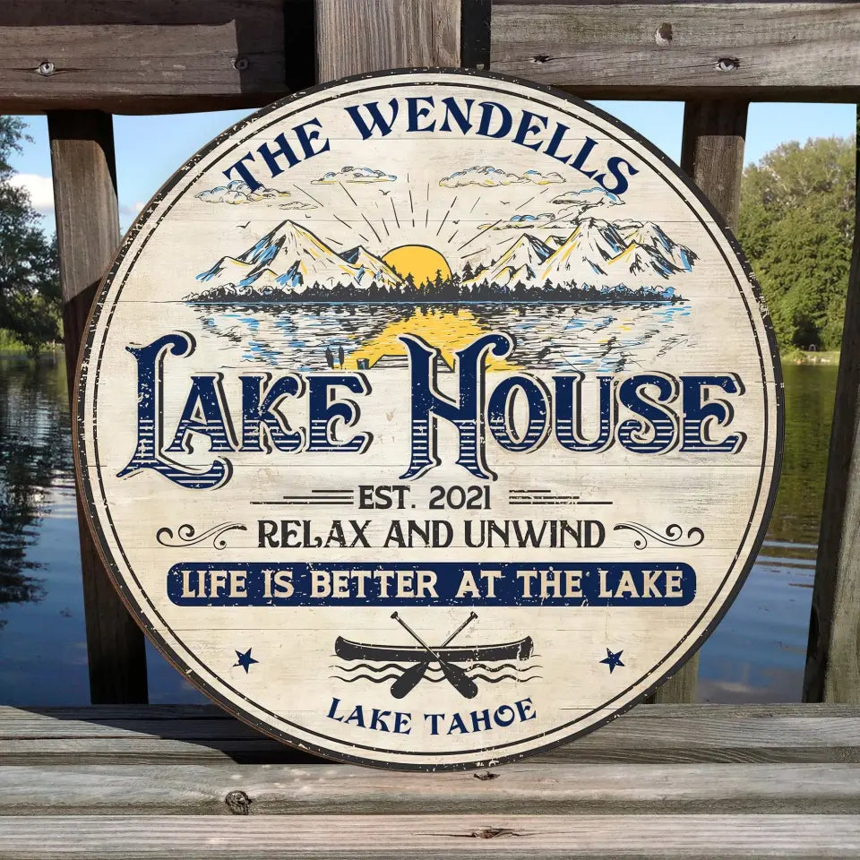 Make The Best Memories At The Lake Louse - Personalized Wood Sign, Welcome Lake House Sign