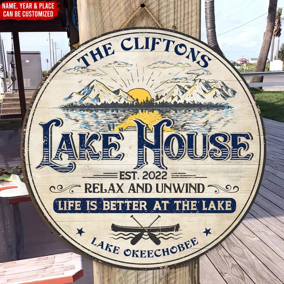 Make The Best Memories At The Lake Louse - Personalized Wood Sign, Welcome Lake House Sign