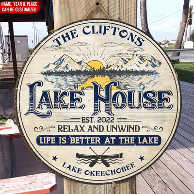 Make The Best Memories At The Lake Louse - Personalized Wood Sign, Welcome Lake House Sign