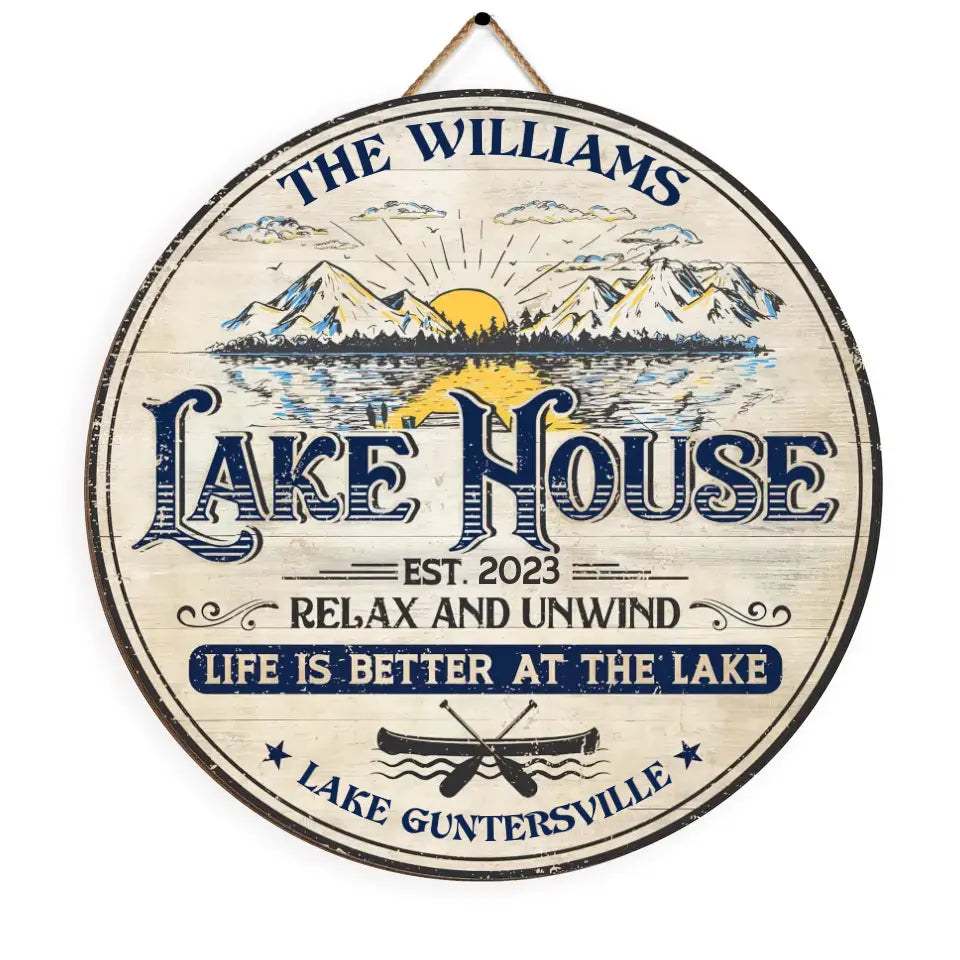 Make The Best Memories At The Lake Louse - Personalized Wood Sign, Welcome Lake House Sign