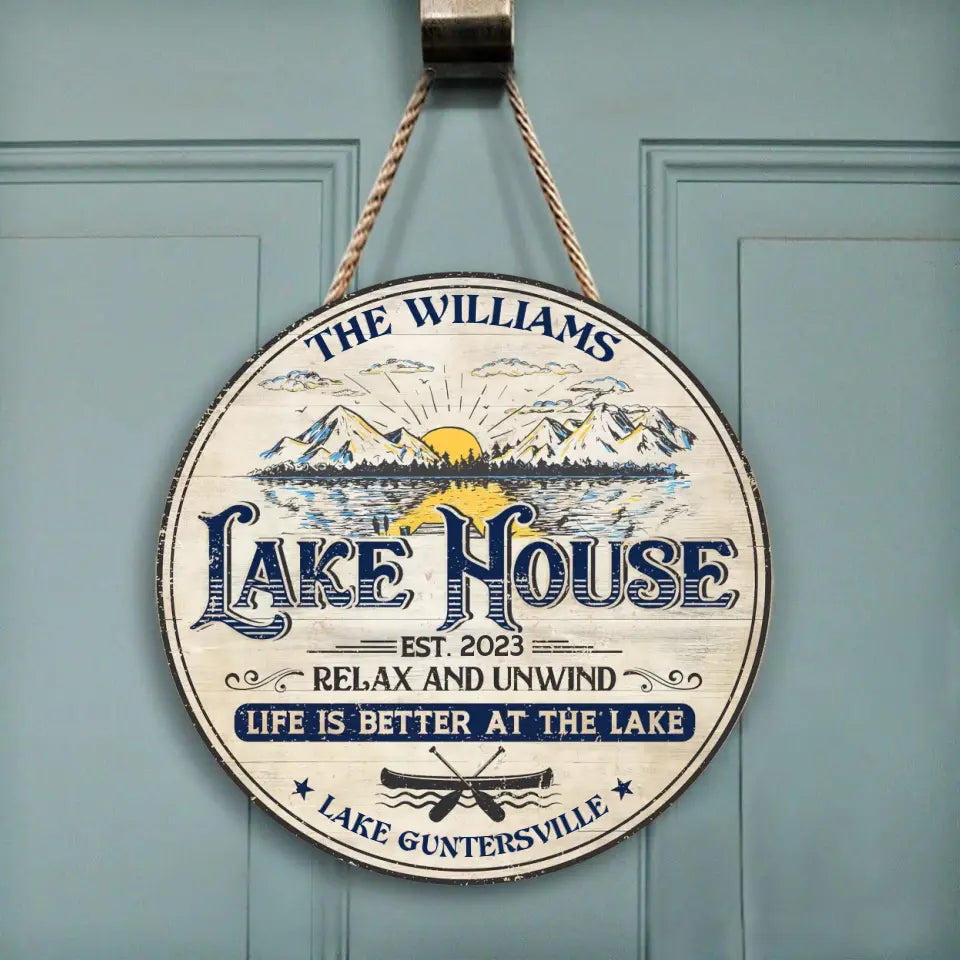 Make The Best Memories At The Lake Louse - Personalized Wood Sign, Welcome Lake House Sign
