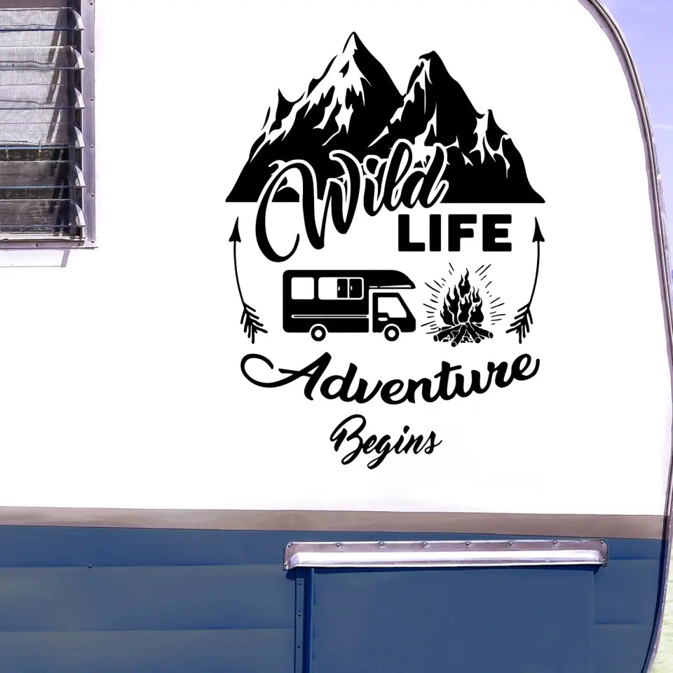 Wild Life Adventure Begins - Personalized Decal, Camping Decal For Camping Lovers