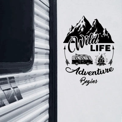 Wild Life Adventure Begins - Personalized Decal, Camping Decal For Camping Lovers