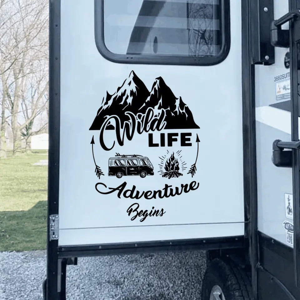 Wild Life Adventure Begins - Personalized Decal, Camping Decal For Camping Lovers