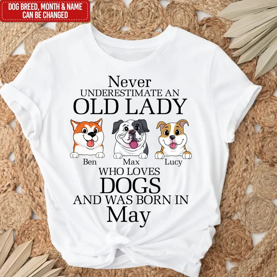 Never Underestimate An Old Lady Who Loves Dog - Personalized T-Shirt, Gift For Dog Lover