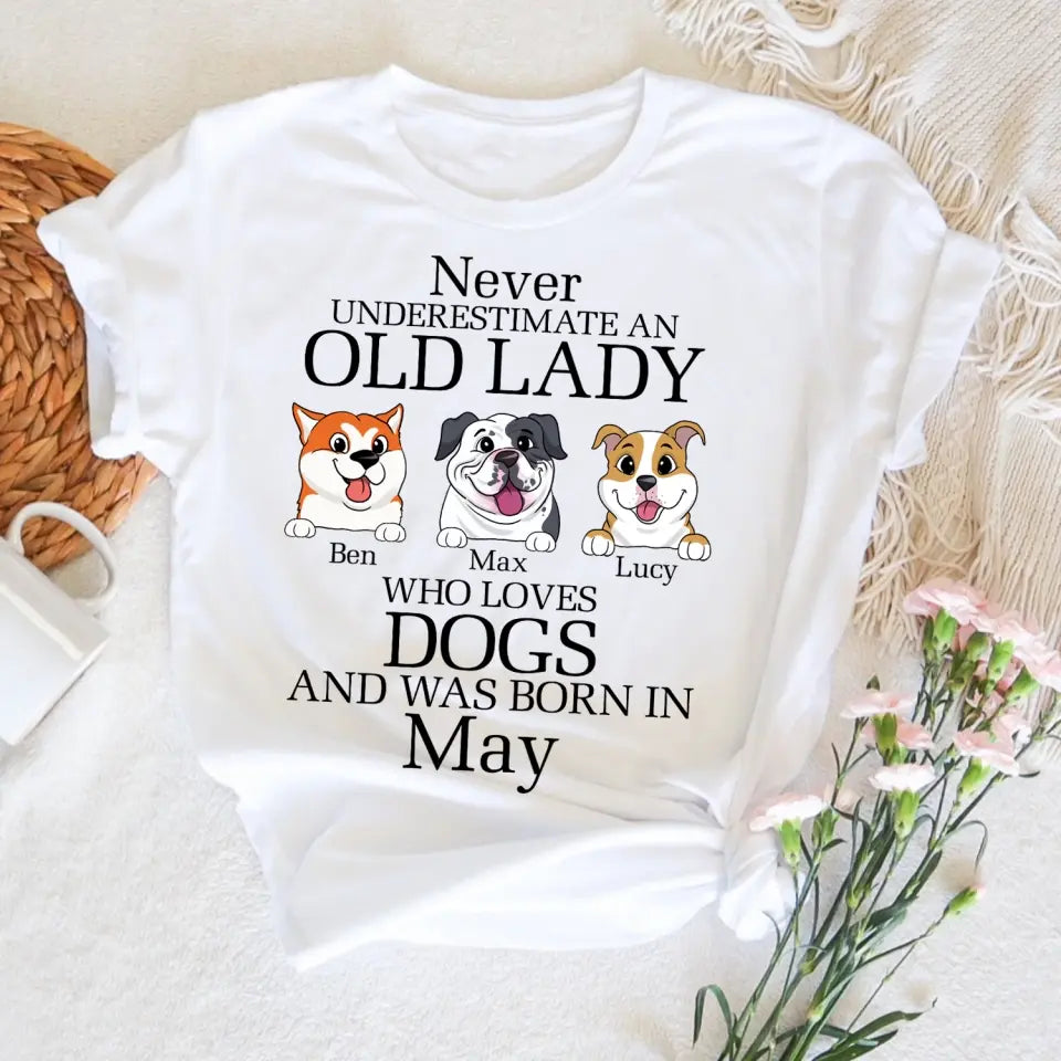 Never Underestimate An Old Lady Who Loves Dog - Personalized T-Shirt, Gift For Dog Lover