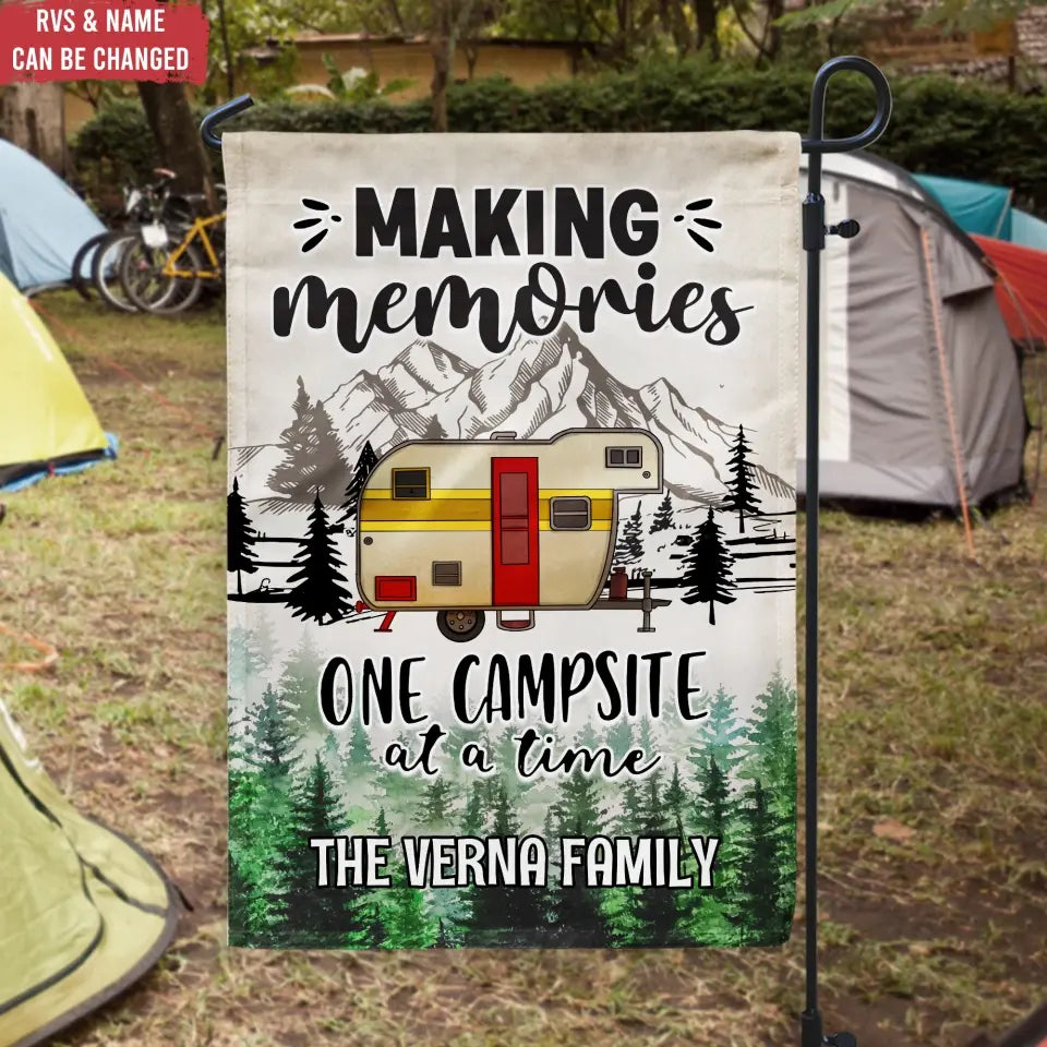 Making Memories One Campsite At A Time - Personalized Garden Flag, Camping Gift