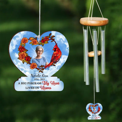 A Big Piece Of My Heart Lives In Heaven - Personalized Wind Chimes, Memorial Gift
