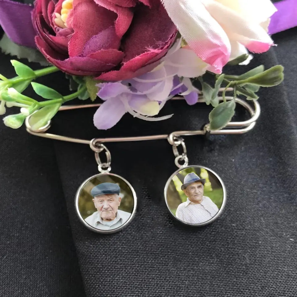 Those We Love Don't Go Away - Personalized Lapel Pin, Memorial Lapel Pin With Pictures Or Personalized Text