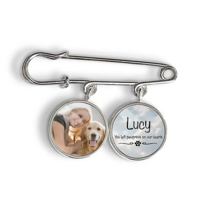 You Left Pawprints On Our Hearts - Personalized Lapel Pin, Gift For Dog Lovers