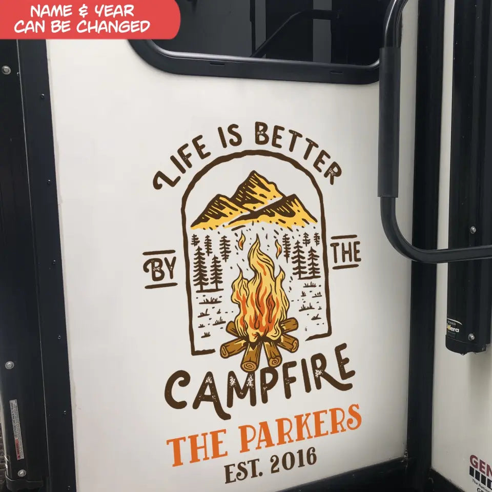 Life Is Better By The Campfire - Personalized Decal, Gift For Camping Lovers