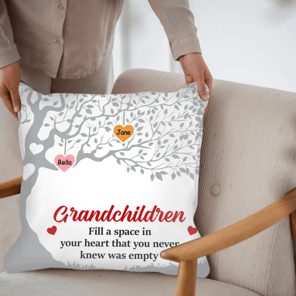 Grandchildren Family Tree - Personalized Pillow (Insert Included), Gift For Grandparent