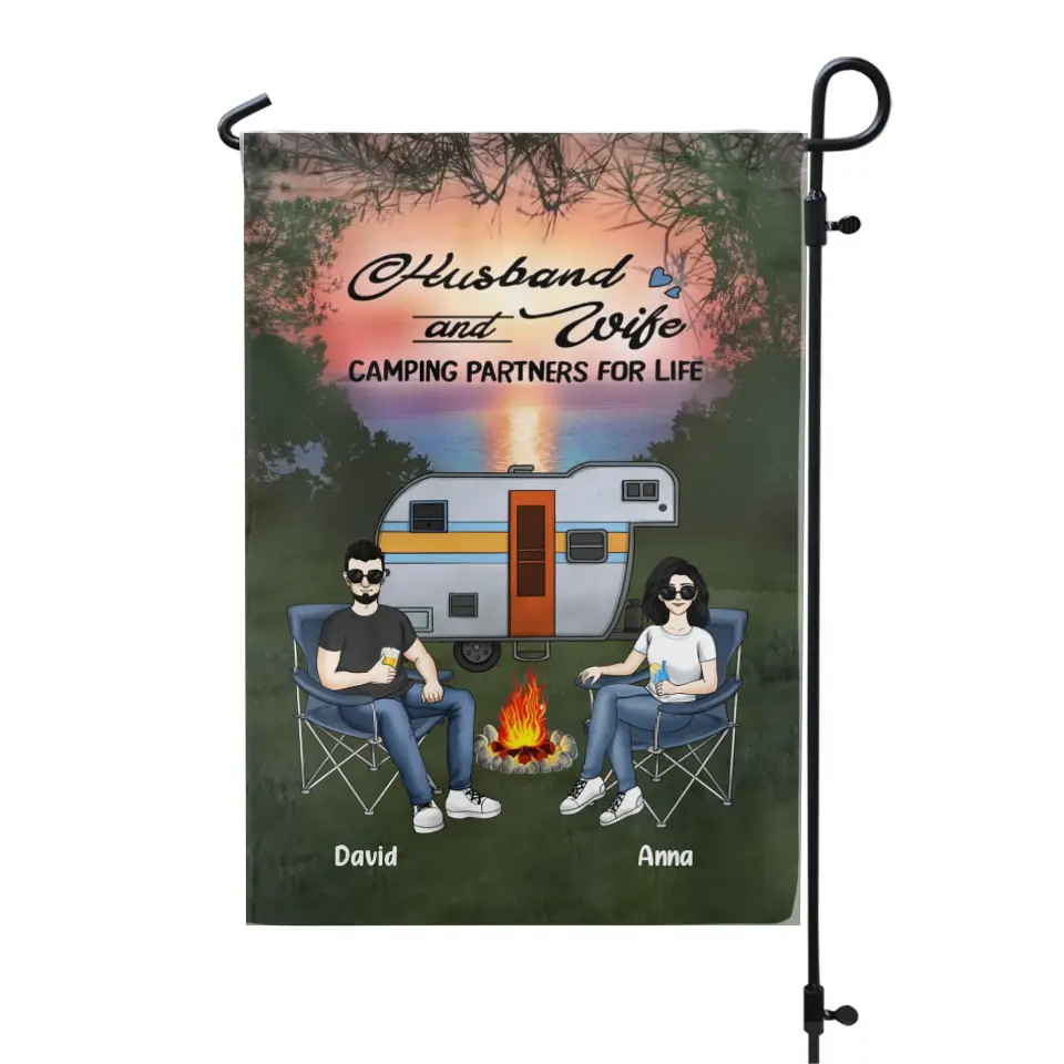 Husband And Wife Camping Partners For Life - Personalized Camping Garden Flag