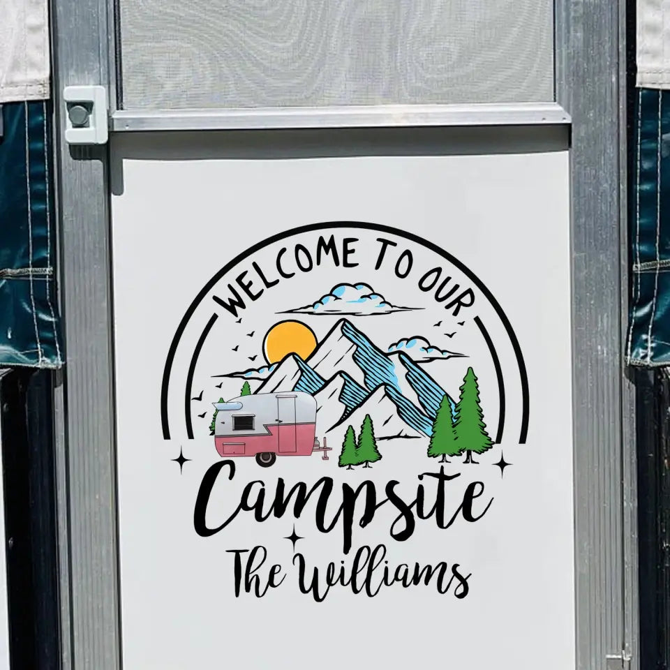 Welcome To Our Campsite - Personalized Decal, Camping Decal, Gift For Camping Lover