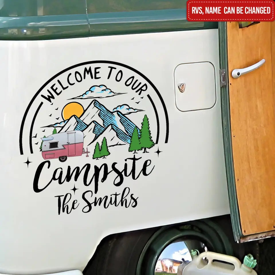 Welcome To Our Campsite - Personalized Decal, Camping Decal, Gift For Camping Lover