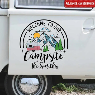 Welcome To Our Campsite - Personalized Decal, Camping Decal, Gift For Camping Lover