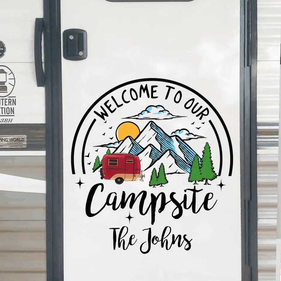 Welcome To Our Campsite - Personalized Decal, Camping Decal, Gift For Camping Lover