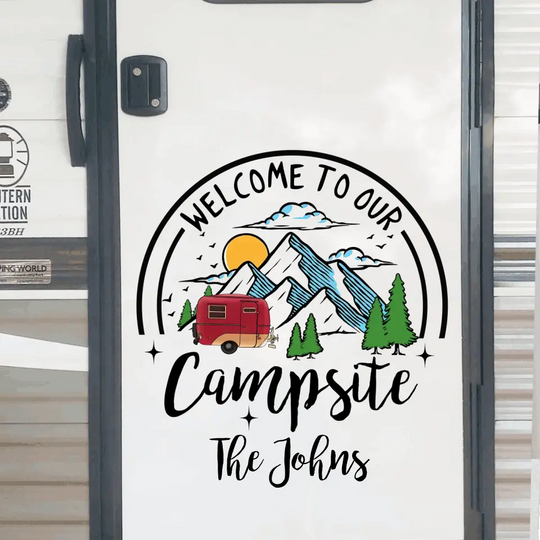 Welcome To Our Campsite - Personalized Decal, Camping Decal, Gift For Camping Lover