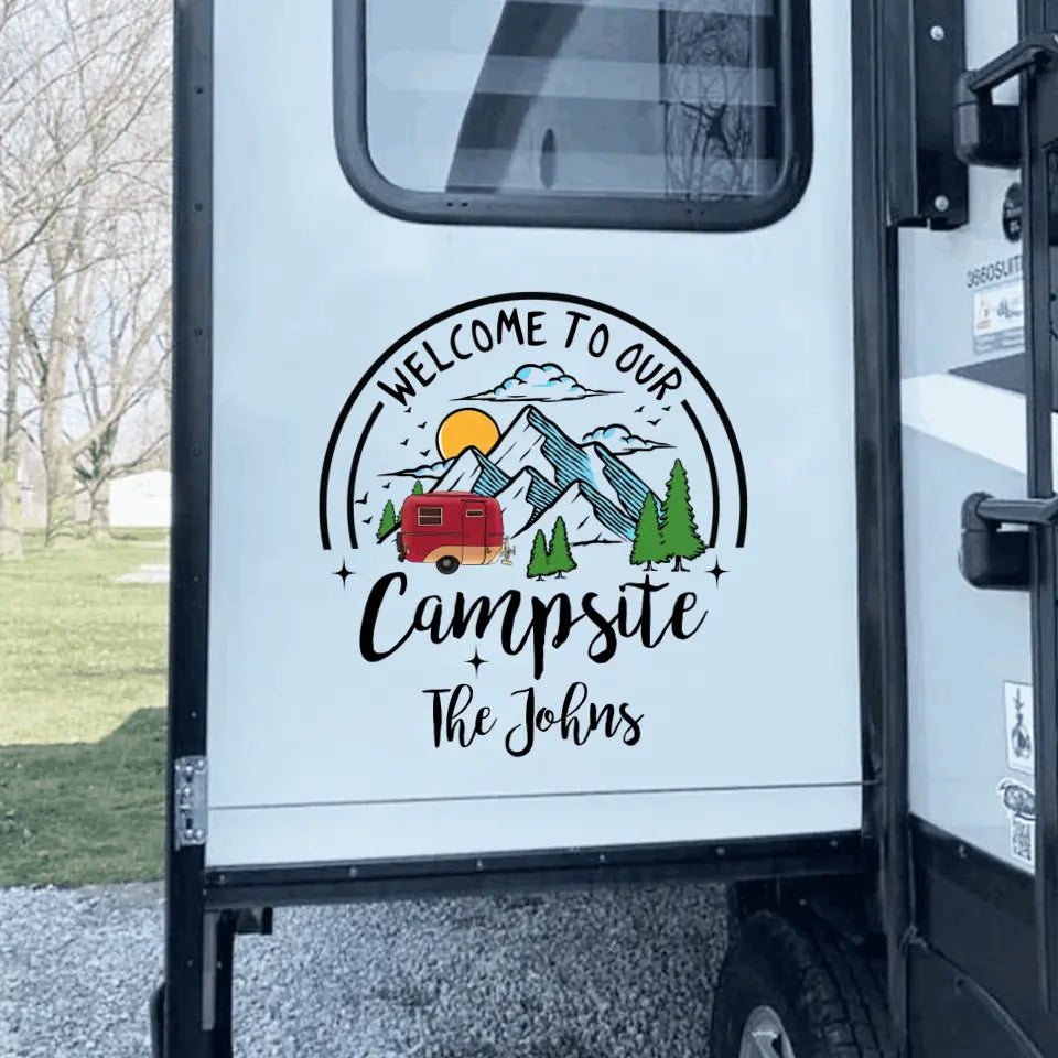 Welcome To Our Campsite - Personalized Decal, Camping Decal, Gift For Camping Lover