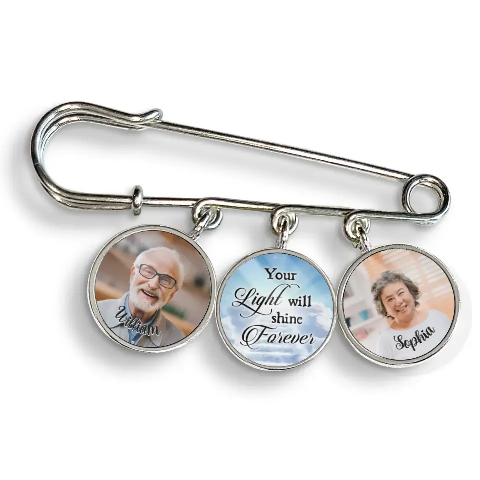 Your Light Will Shine Forever - Personalized Lapel Pin, Memorial Gift, Sympathy Gift