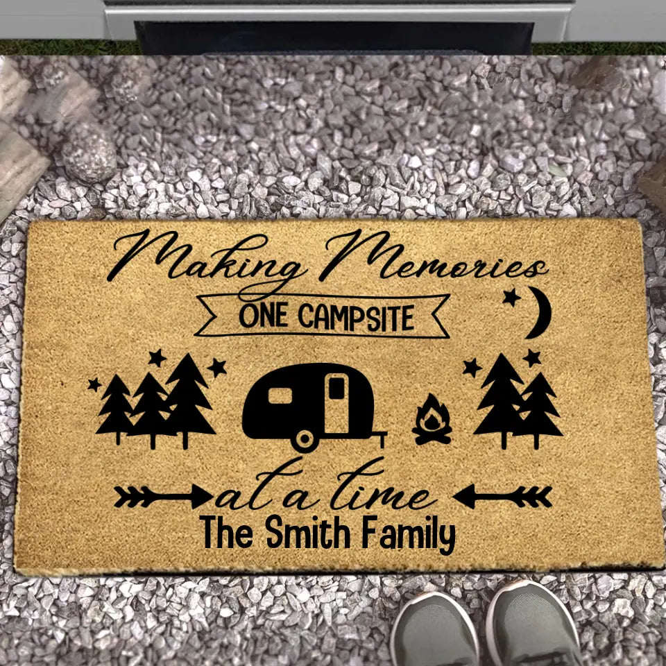 Making Memories One Campsite at a Time - Personalized Doormat, Gift For Camper, Coir Welcome Doormat