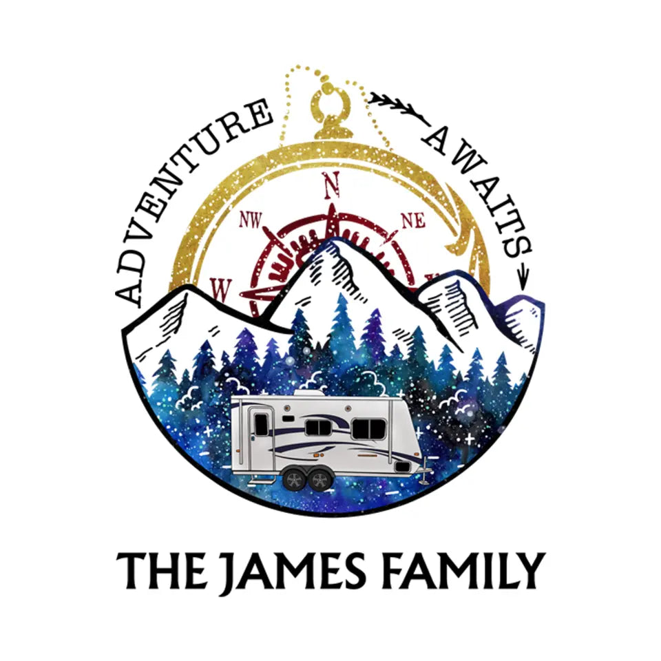 Adventure Awaits - Personalized Decal, Camping Decal, Gift For Camping Lovers