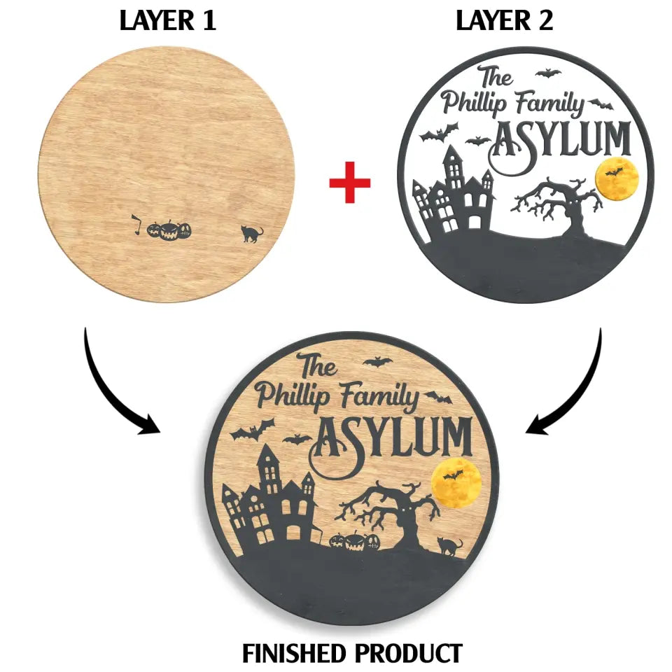 Halloween Family Sign - Personalized 2 Layer Sign, Gift For Halloween