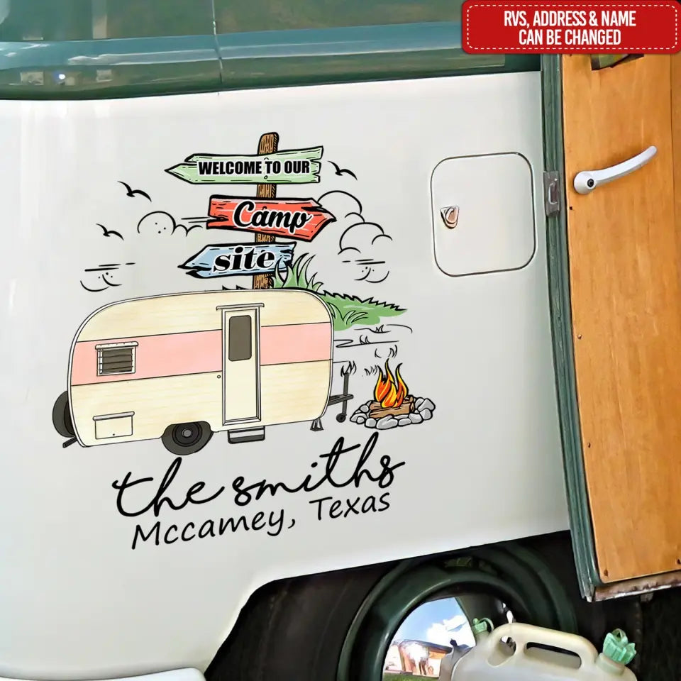 Welcome To Our Camp Site - Personalized Decal, Camping Decal For Camping Lovers