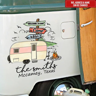 Welcome To Our Camp Site - Personalized Decal, Camping Decal For Camping Lovers